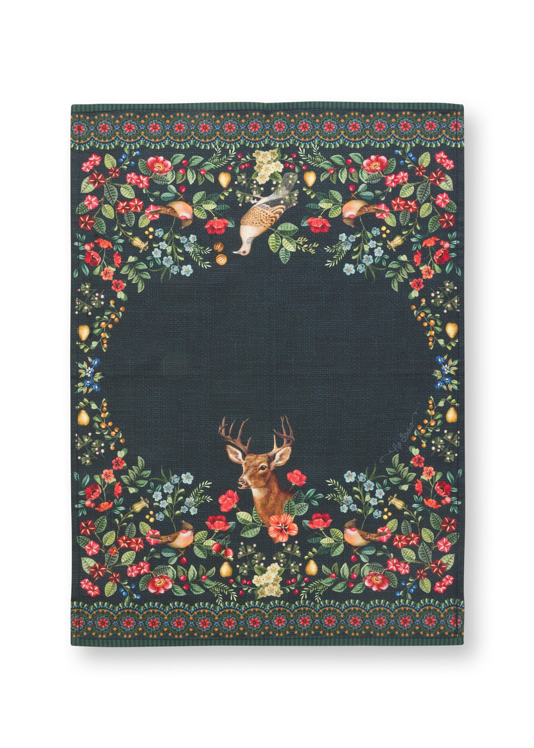Ręcznik kuchenny Winter Wonderland Deer All Over Dark Blue PiP Studio