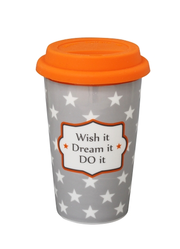 Kubek termiczny Wish it Dream it Do it Krasilnikoff, 300 ml