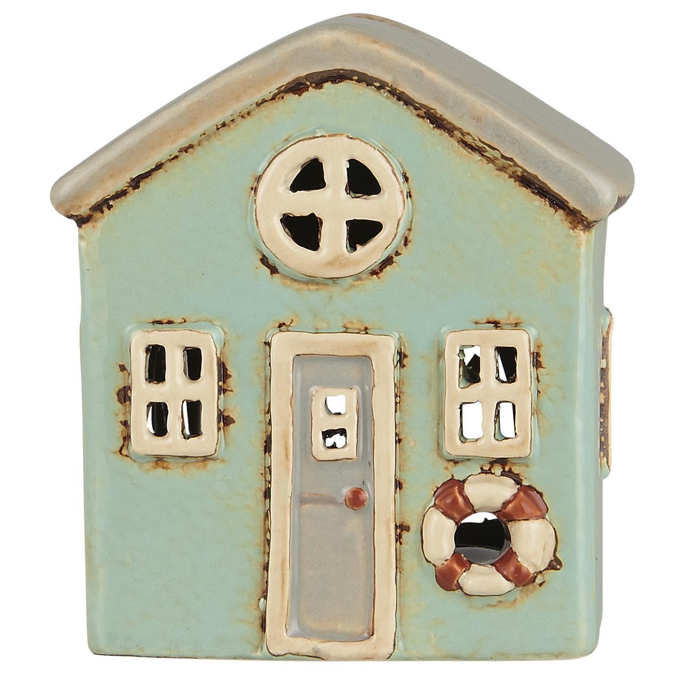 Latarenka domek na tealight Løkken mint green w/grey roof Ib Laursen