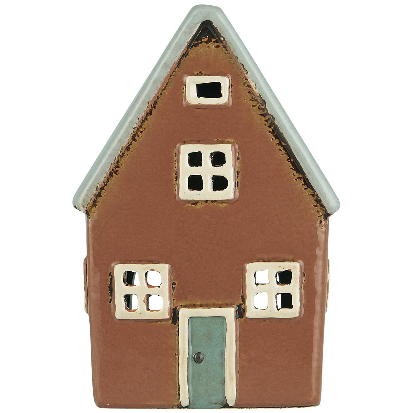 Latarenka domek na tealight Brown Nyhavn grey roof w/o chimney Ib Laursen