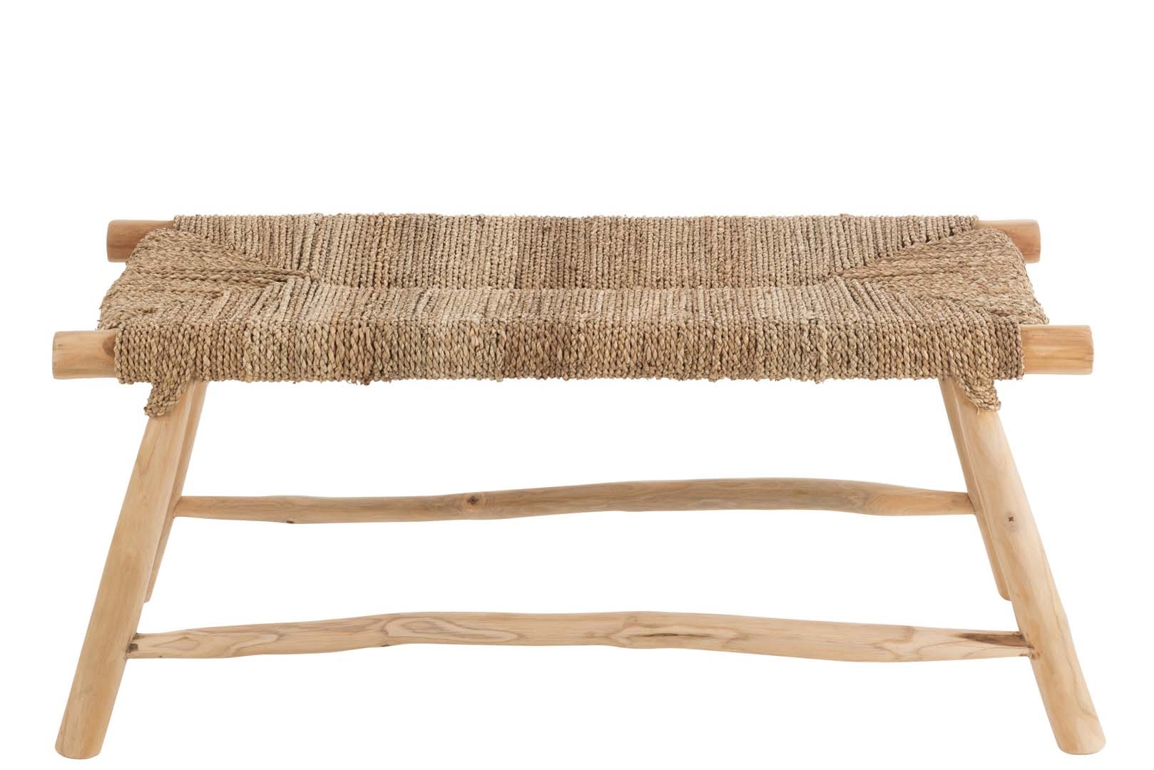 Ławka boho Grass/Teak Wood Natural J-Line, 100 cm