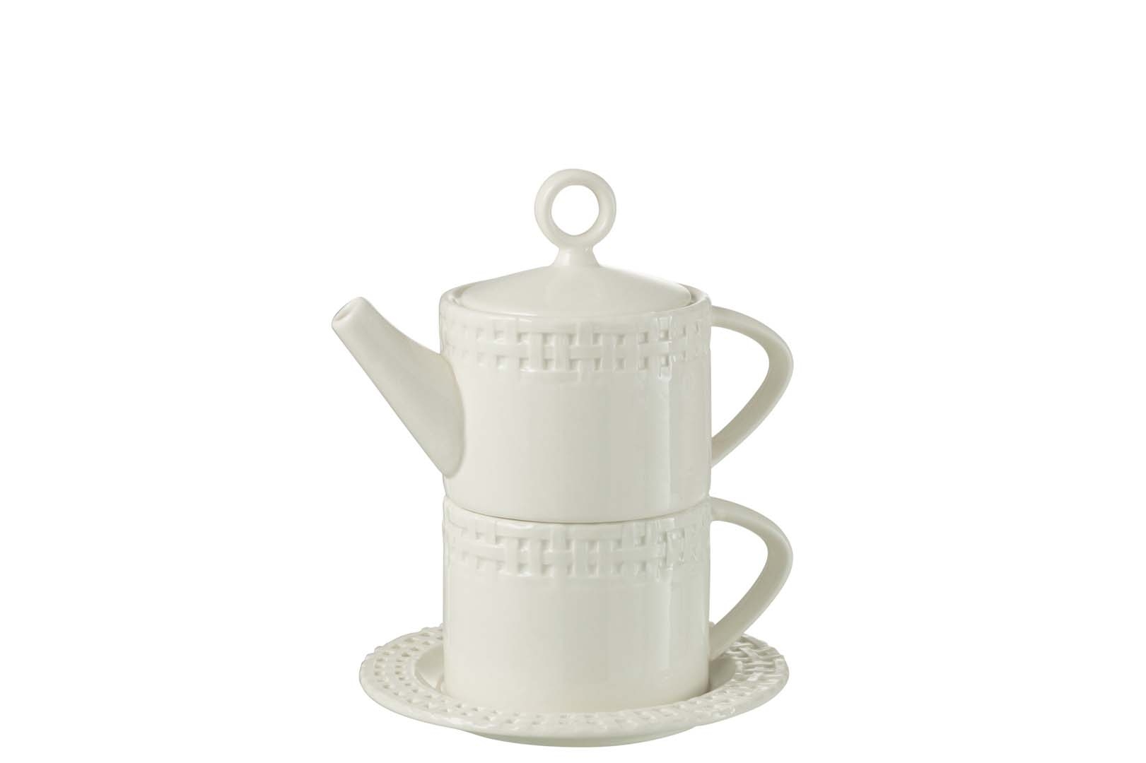 Dzbanek z filiżanką 2w1 Ceramic White J-line