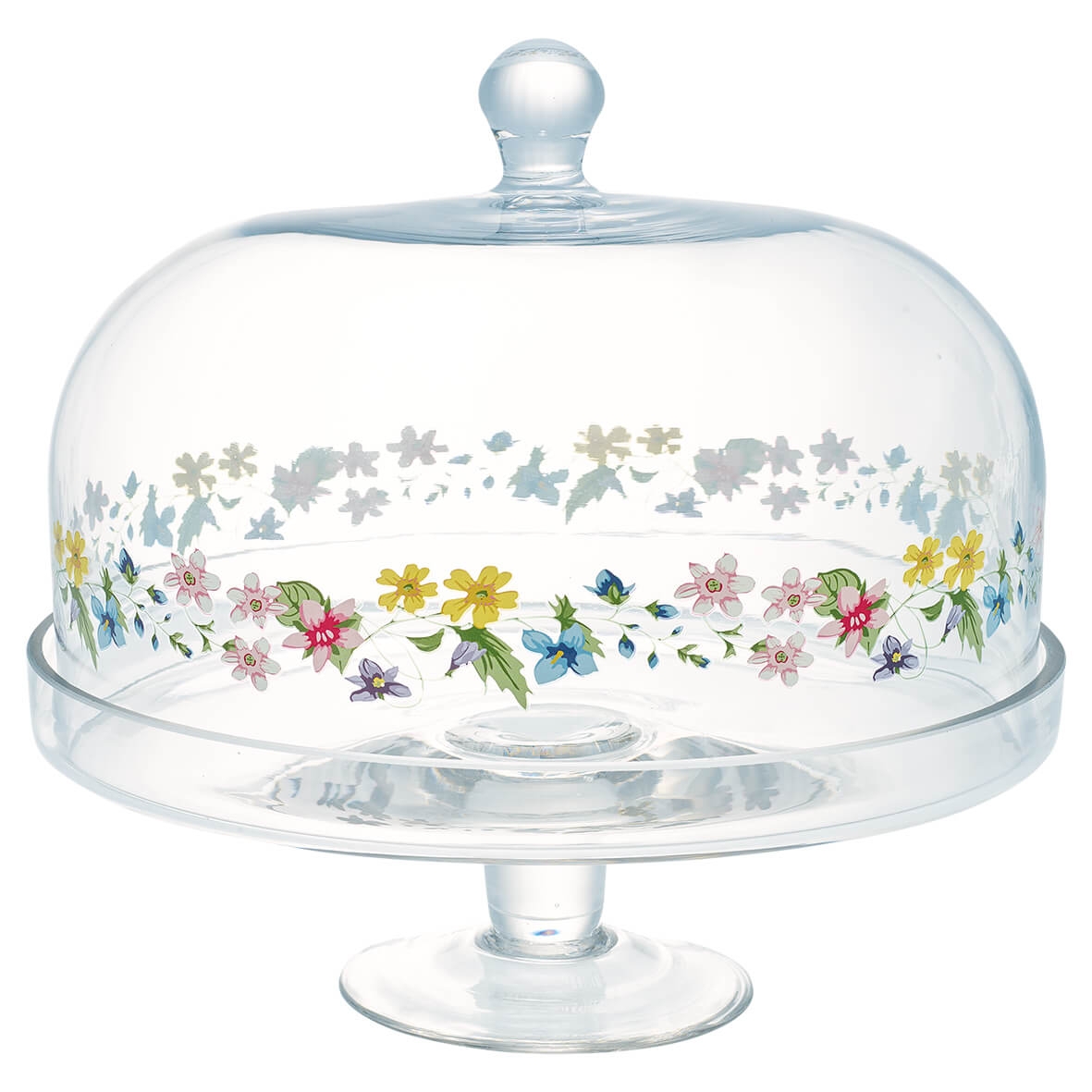 Patera szklana z kloszem Karolina White Green Gate, 30.5 cm