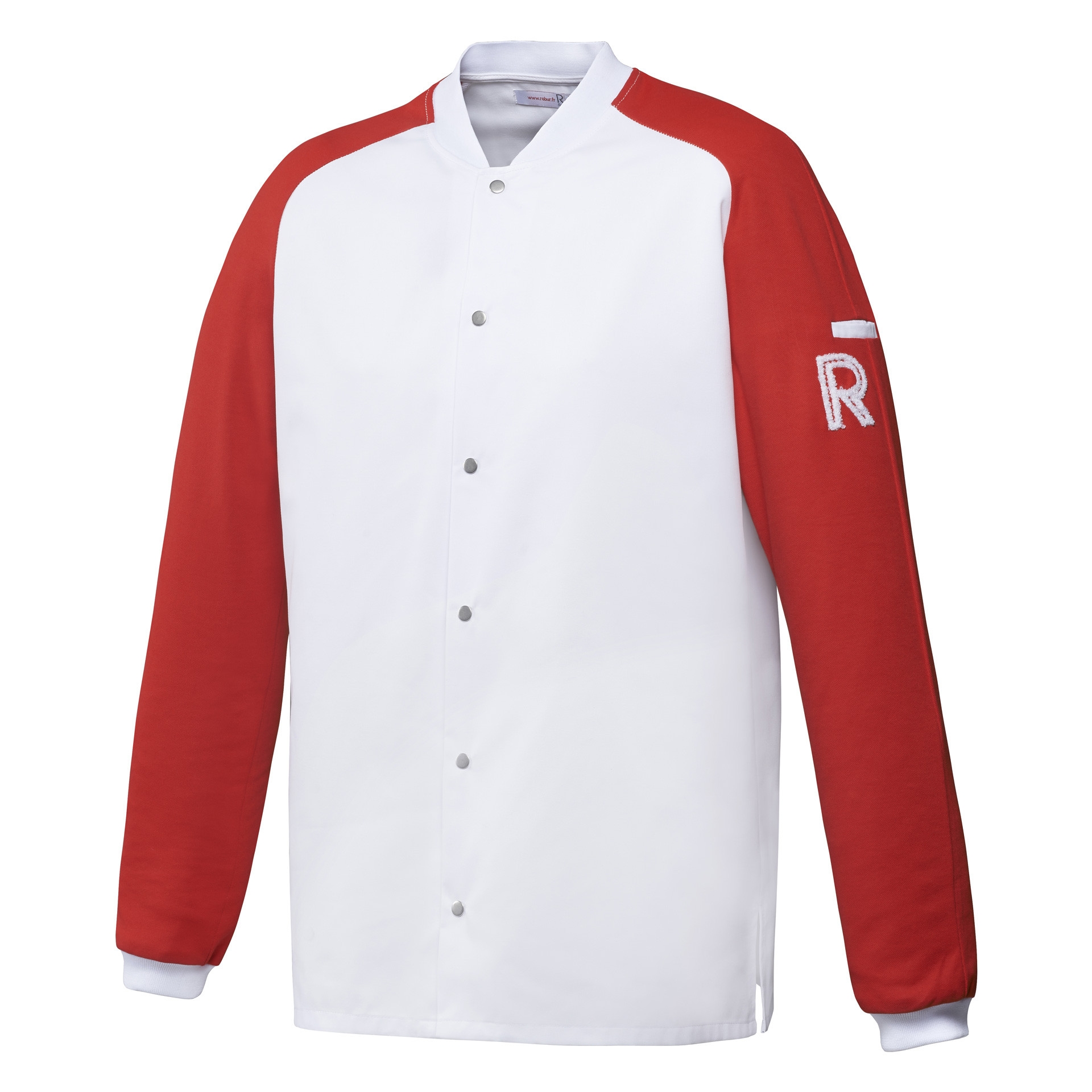 Bluza kucharska biało-czerwona, rozm. S, długi rękaw VINTAGE - ROBUR