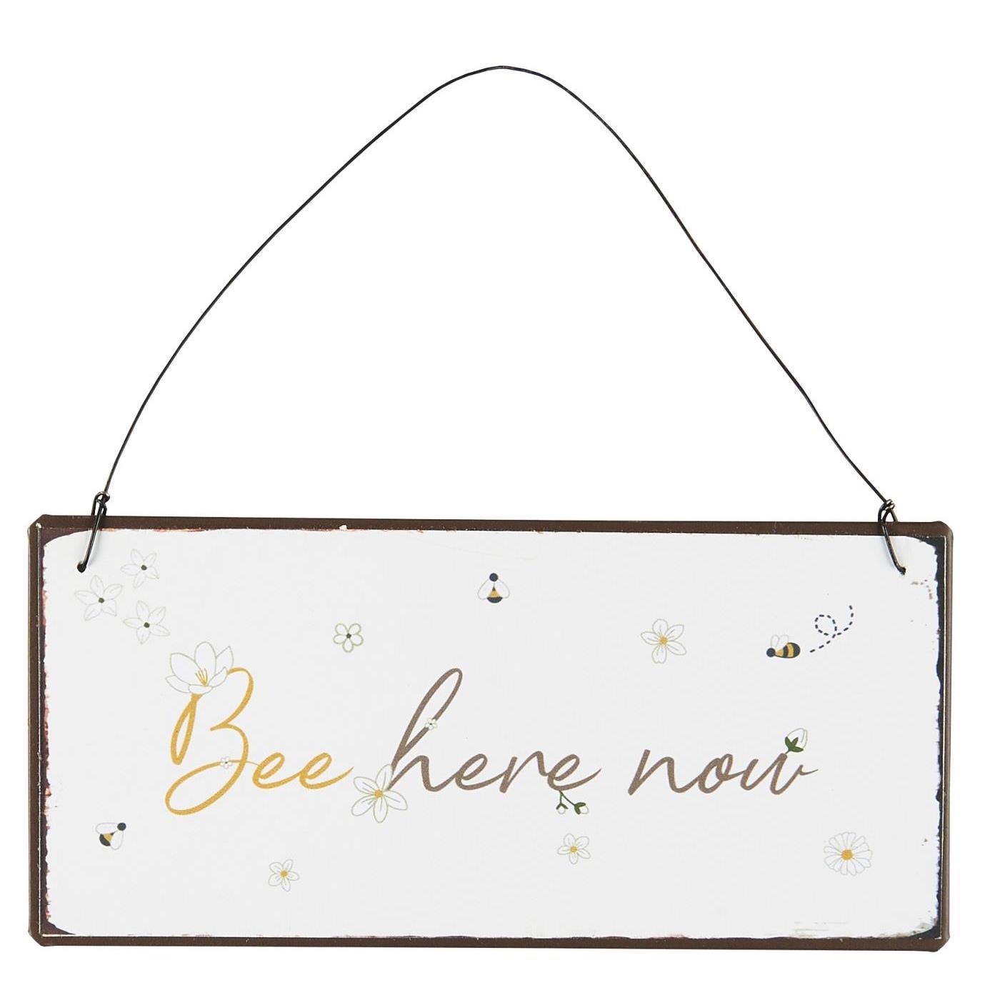 Tabliczka metalowa BEE HERE NOW Ib Laursen, 15 cm