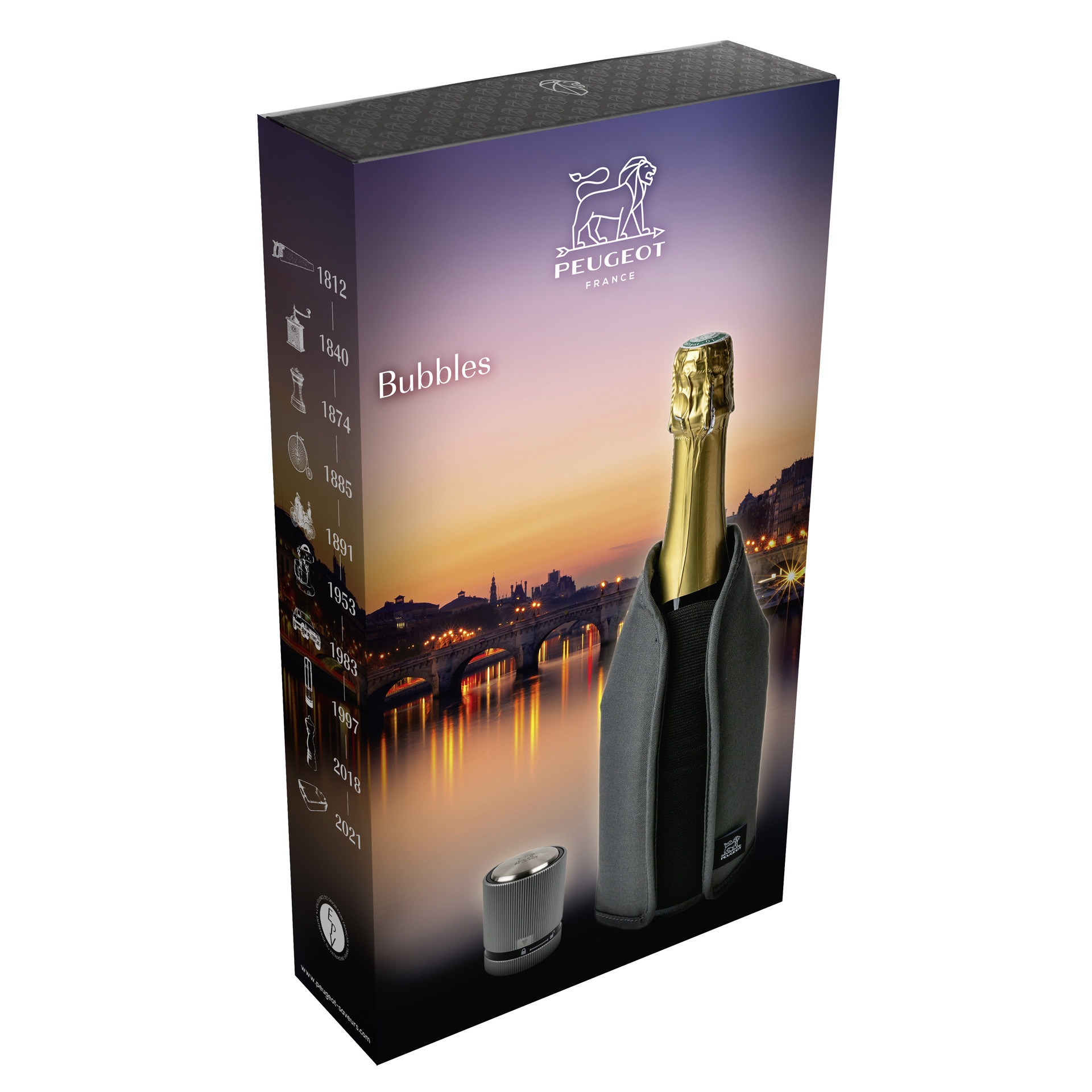 BUBBLES Zestaw zatyczka i cooler do wina / PEUGEOT