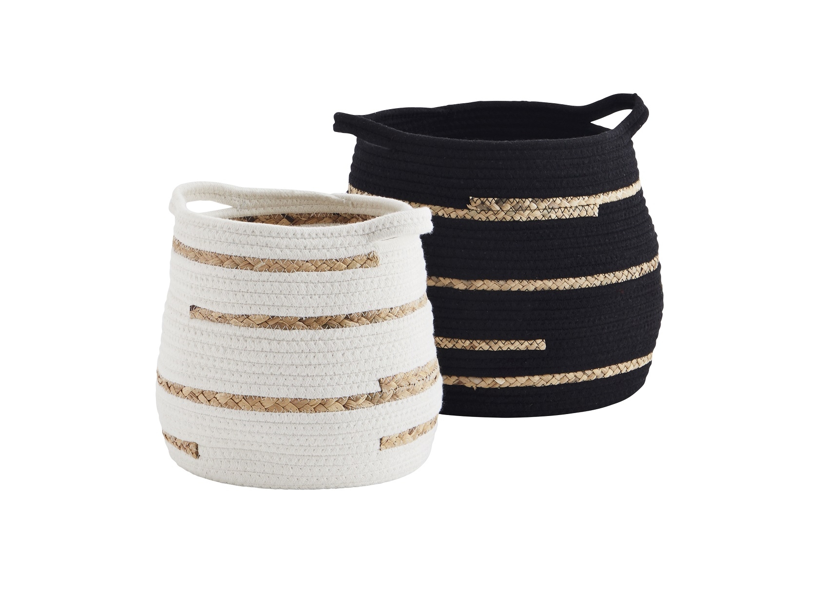Zestaw koszy cotton rope white/black Madam Stoltz, 2 szt.