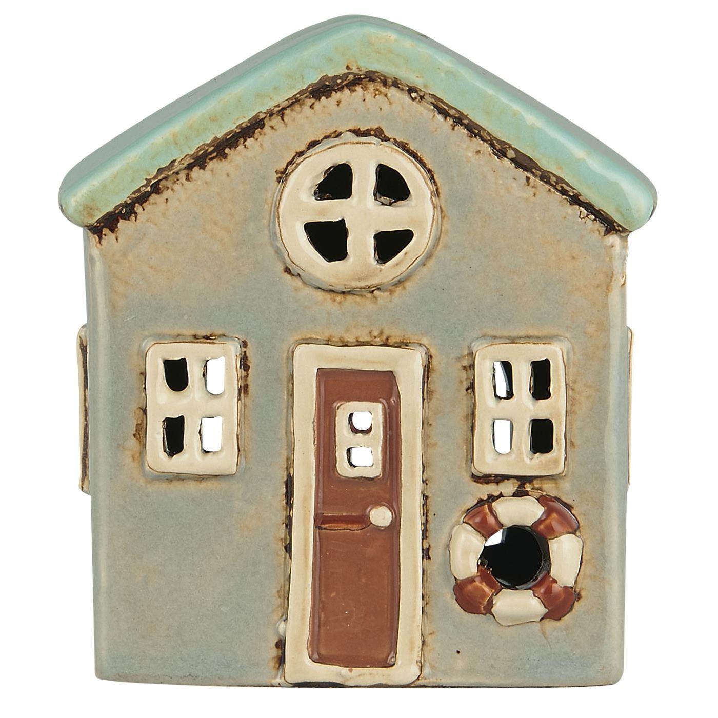 Latarenka domek na tealight Løkken grey w/mint green roof Ib Laursen