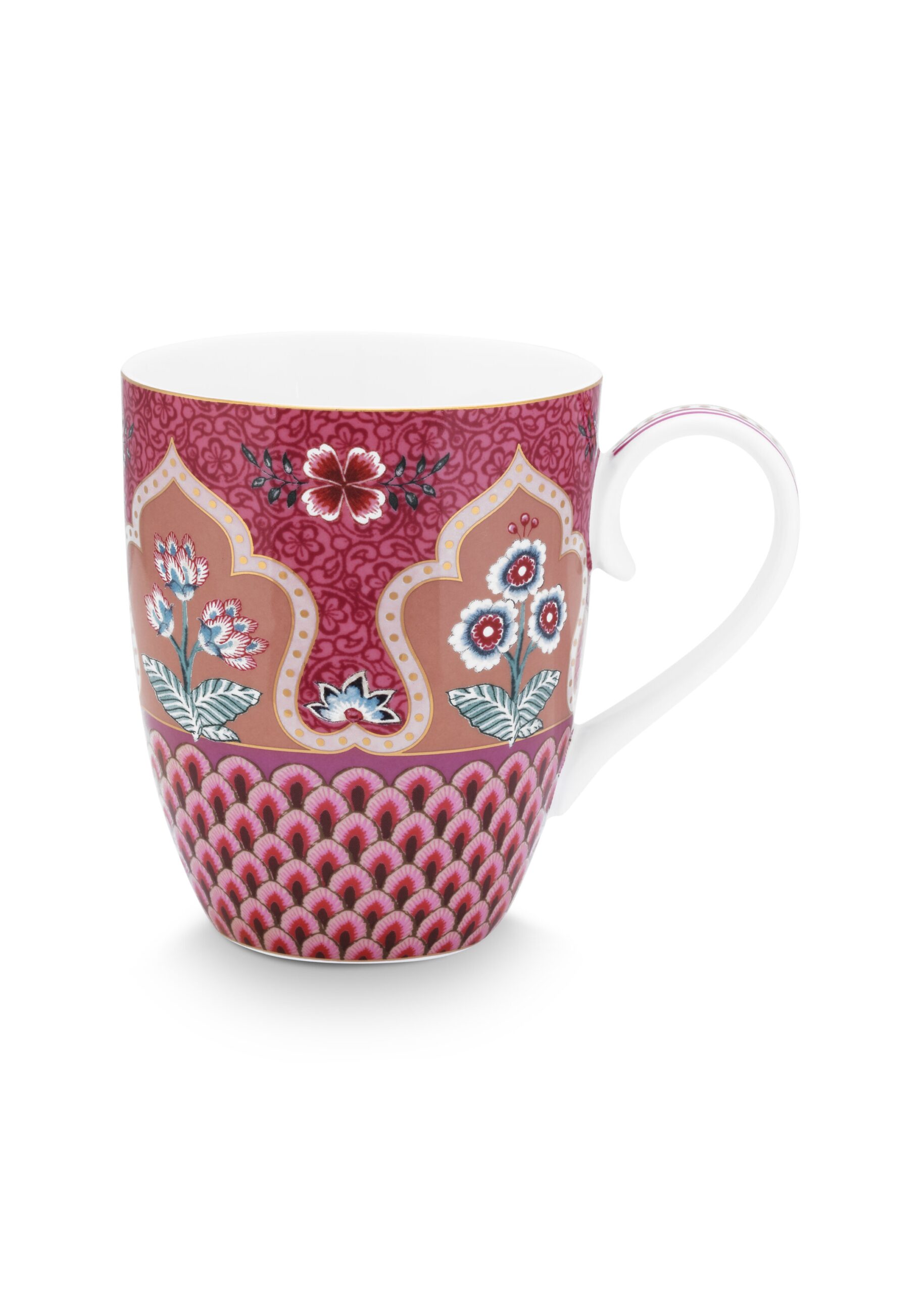 Kubek Flower Festival Scallop Deco Dark Pink PiP Studio, 350 ml