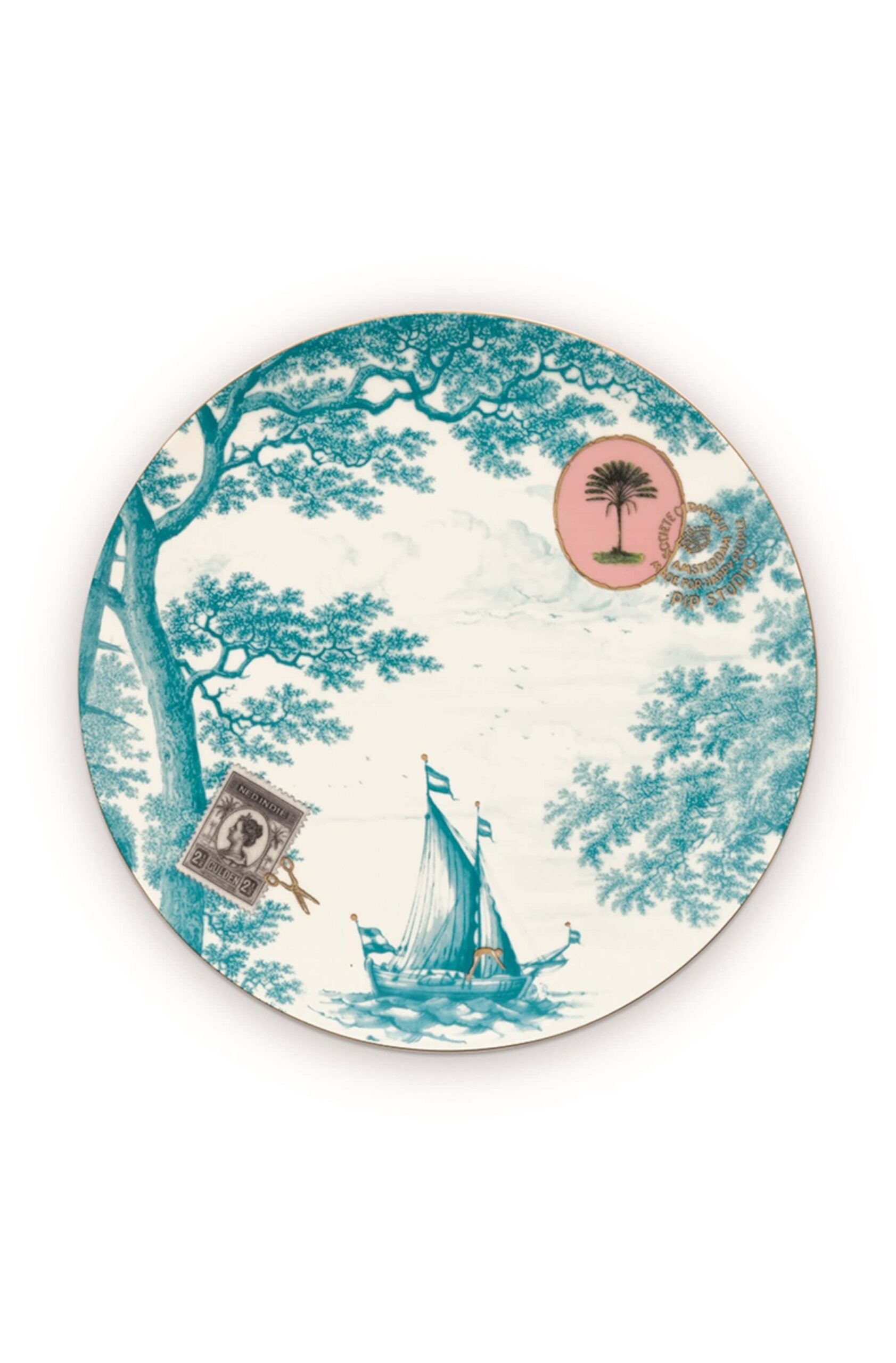 Talerz deserowy Heritage Boat Aqua PiP Studio, 23 cm