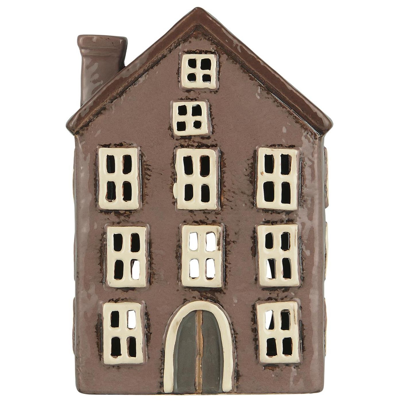 Latarenka domek na tealight Brown Nyhavn arched door Ib Laursen
