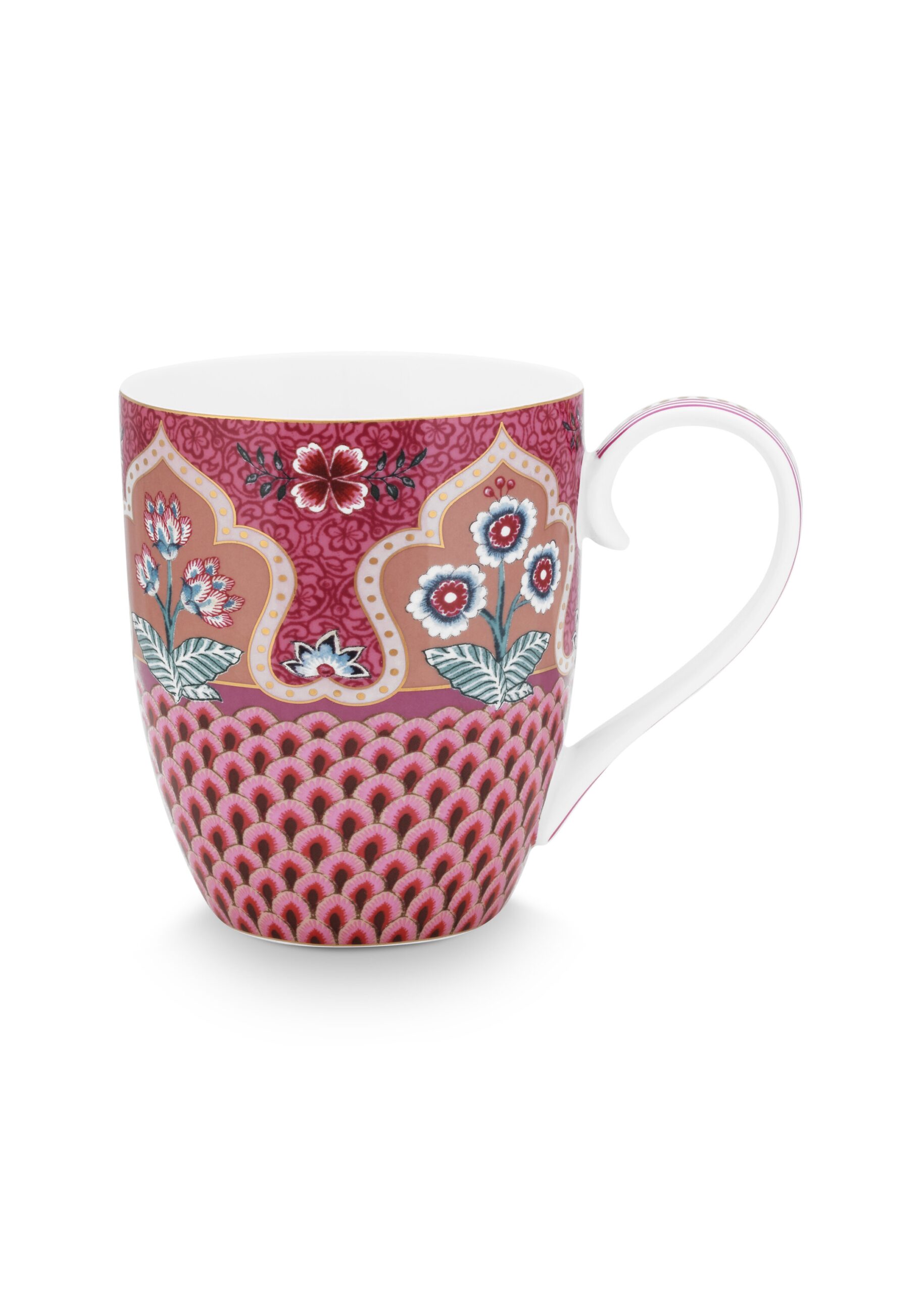 Kubek Flower Festival Scallop Deco Dark Pink PiP Studio, 450 ml