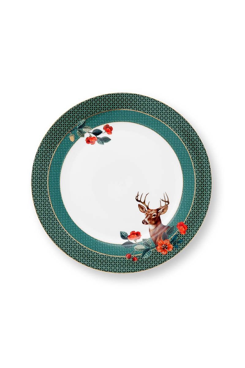 Talerz obiadowy Winter Wonderland Deer Green PiP Studio, 26.5 cm