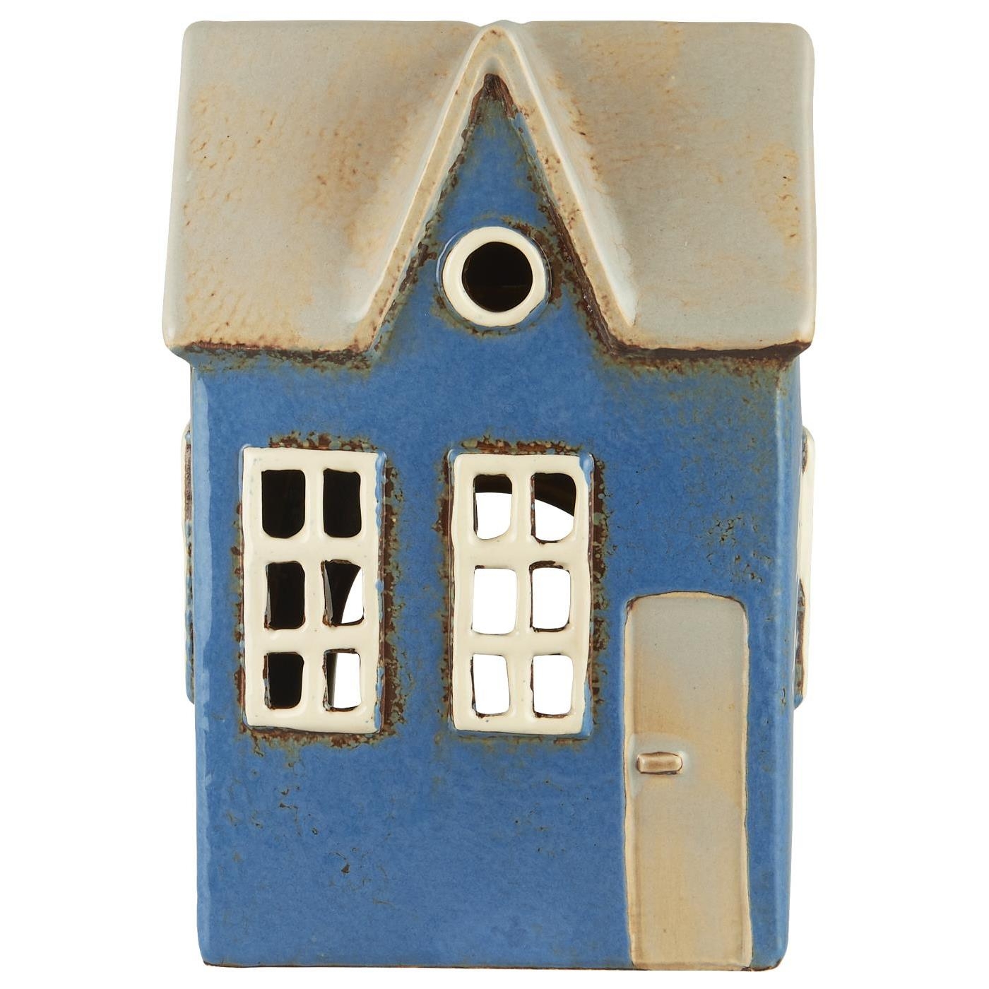 Latarenka domek na tealight Nyhavn round dormer window Blue b Laursen