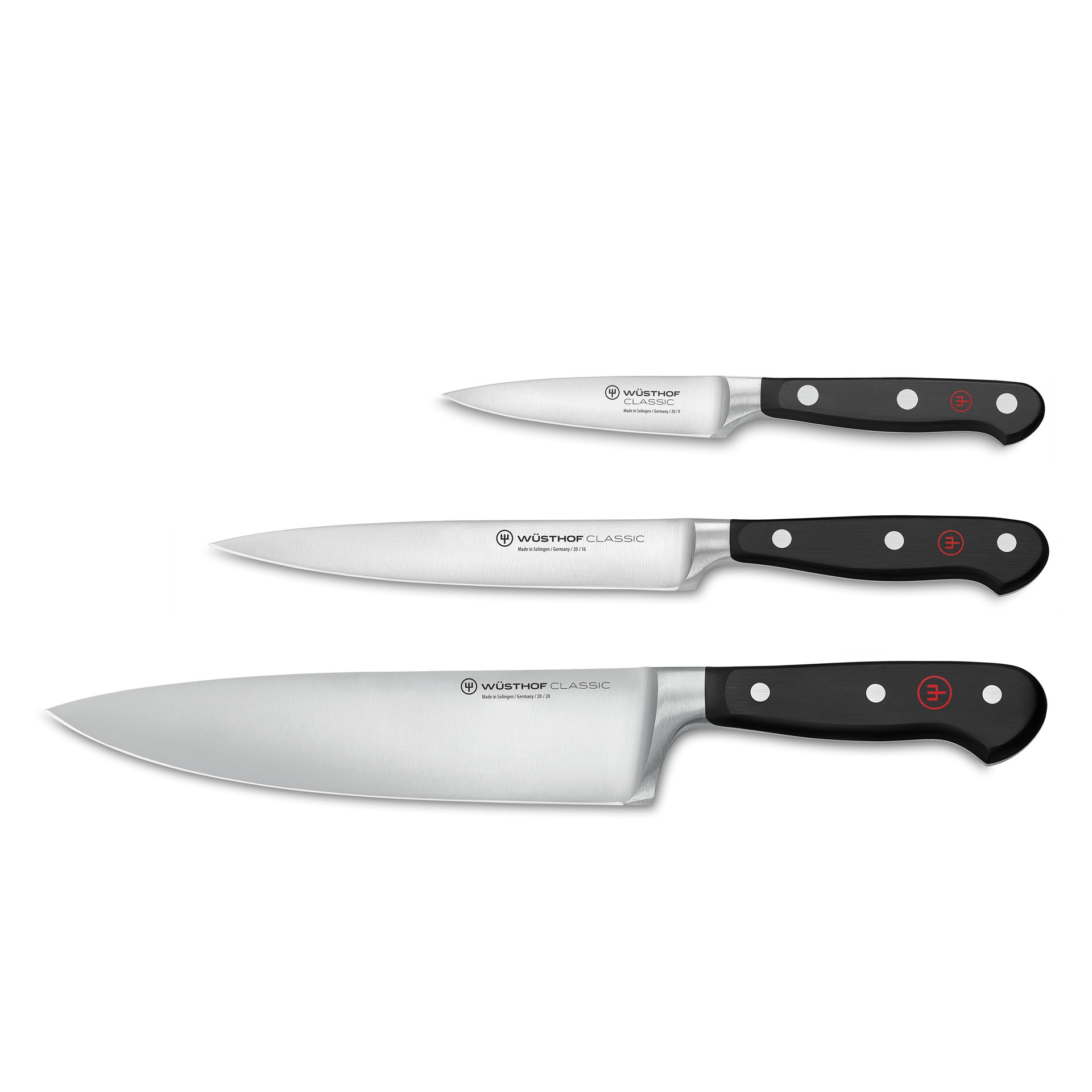 CLASSIC Zestaw - Nóż szefa 20 cm , kuchenny 16 cm i do warzyw 9 cm / WÜSTHOF