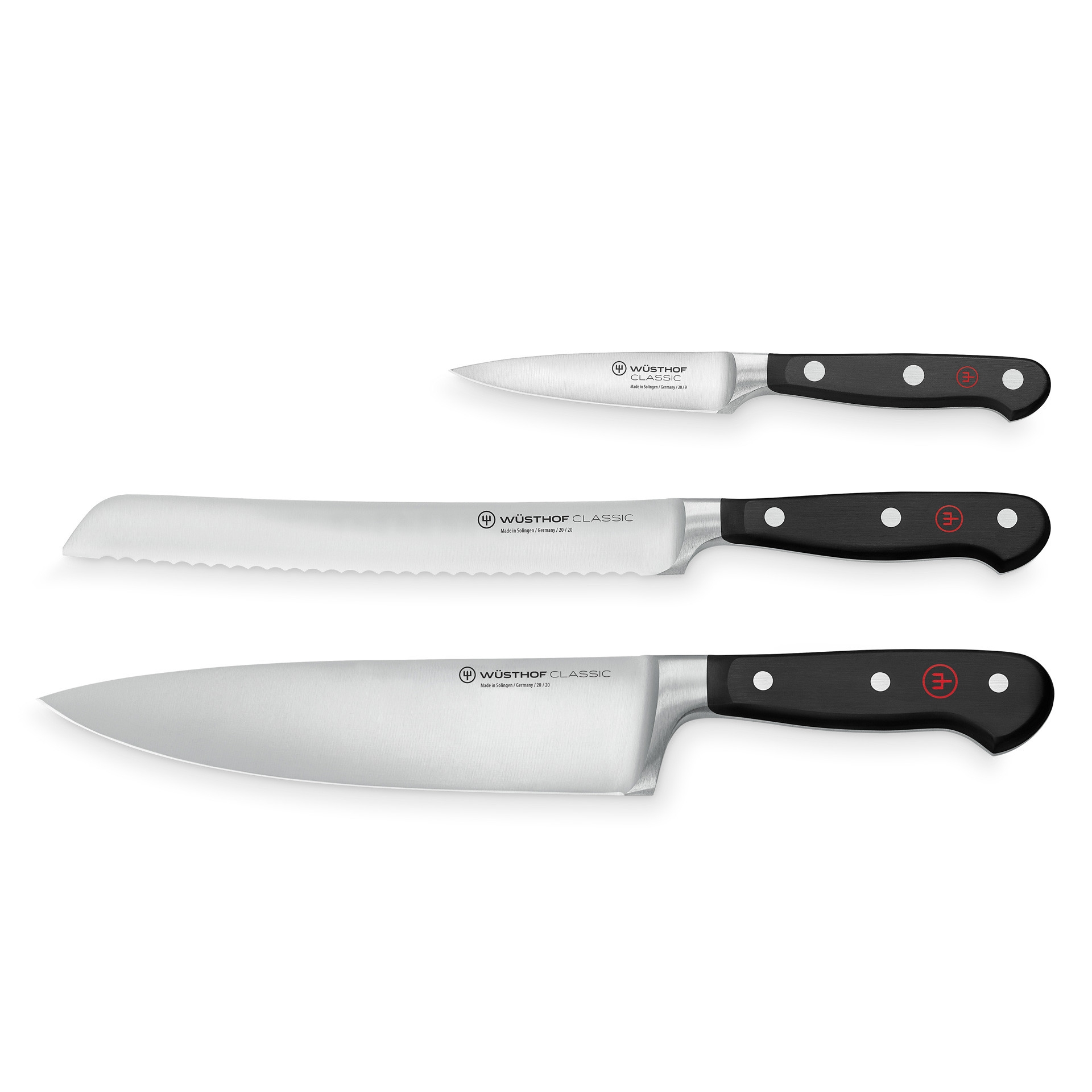 CLASSIC Zestaw - Nóż szefa 20 cm , do chleba 20 cm i do warzyw 9 cm / WÜSTHOF