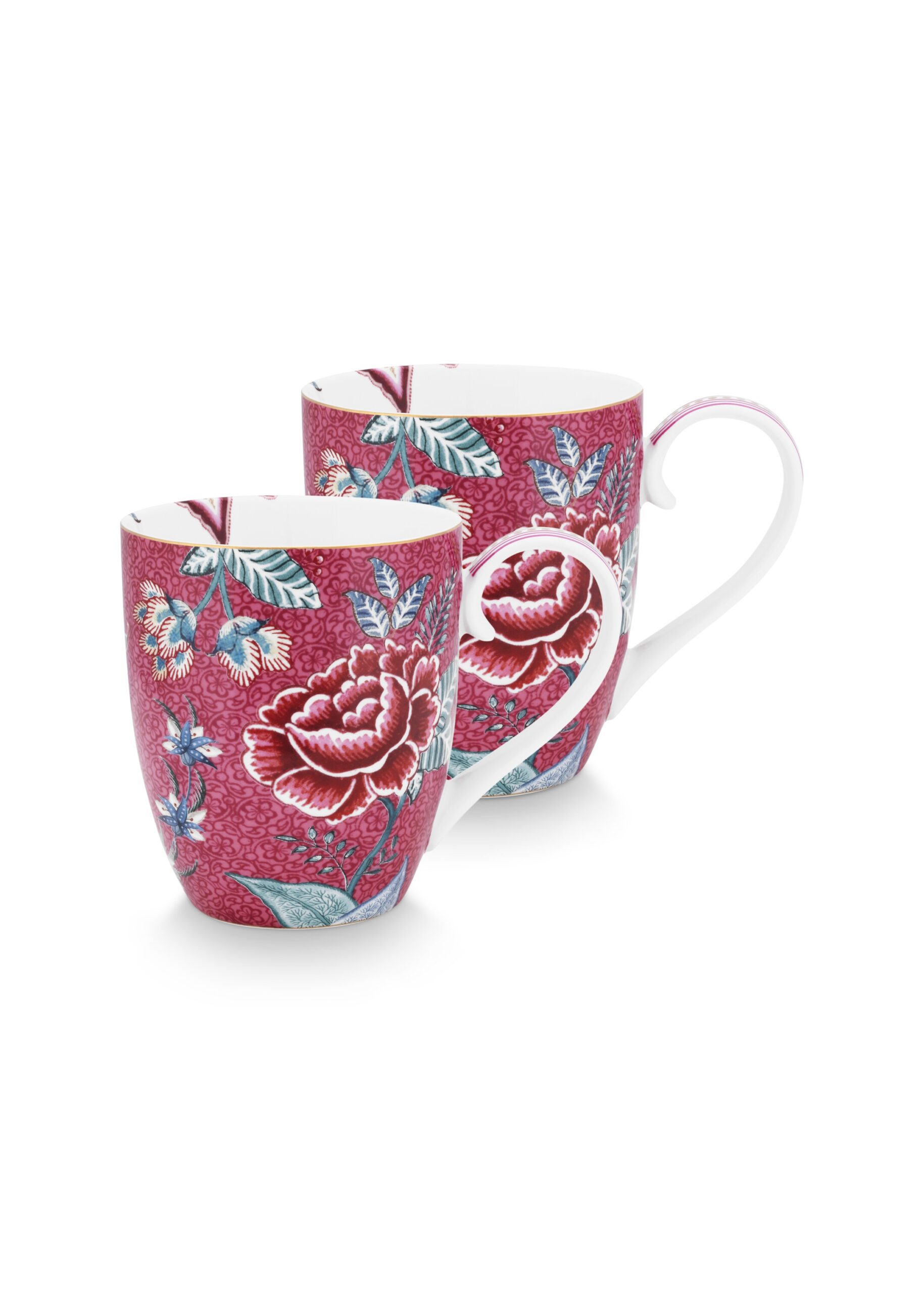 Zestaw kubków Flower Festival Dark Pink PiP Studio 450 ml, 2 szt.