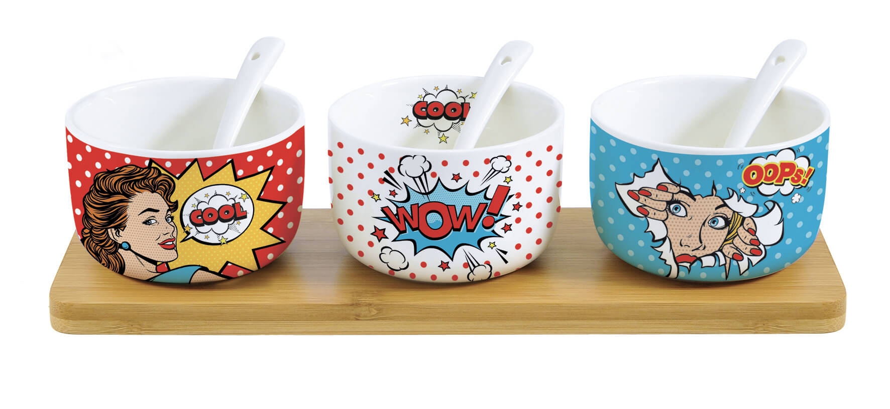 Zestaw miseczek na podstawce Pop Art  Easy Life, 3 szt.