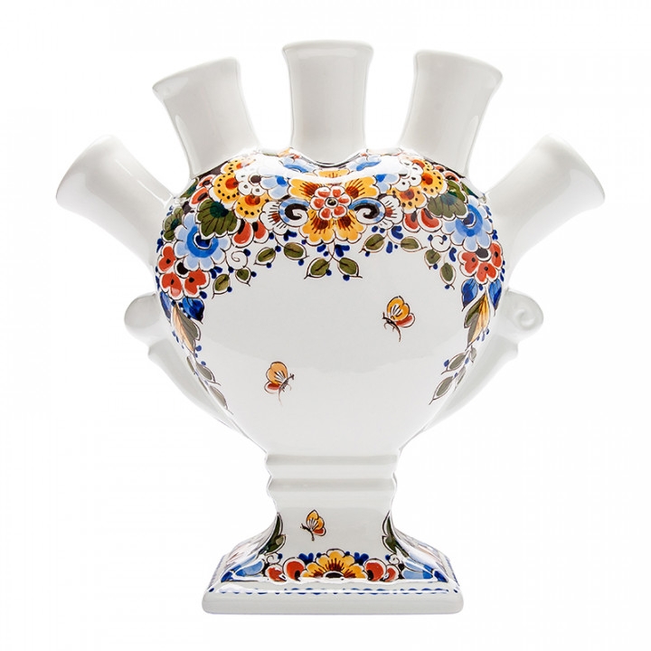 Wazon Foral flat Heinen Delfts Blauw, 25 cm