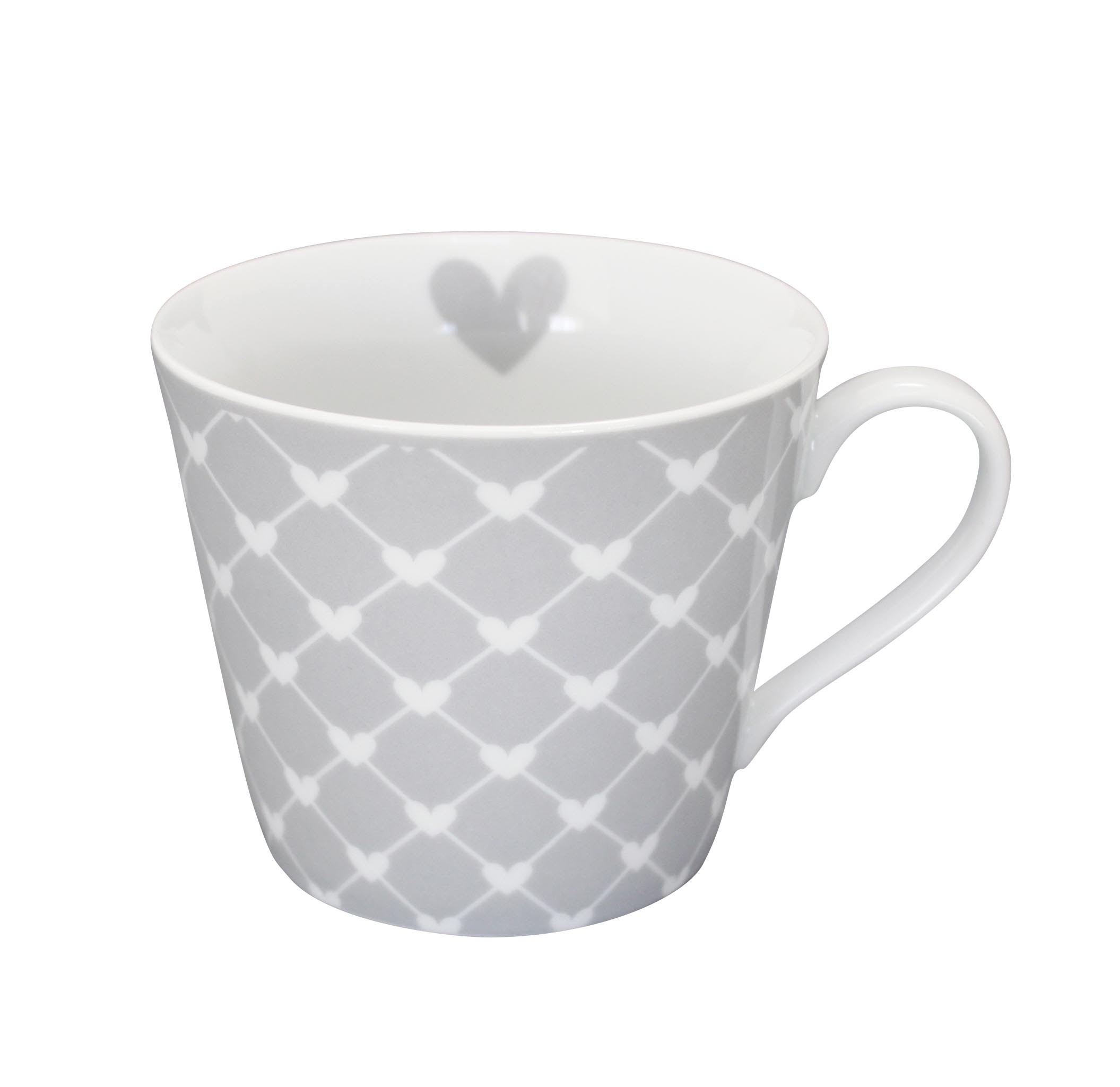 Kubek Diagonal Hearts Gray Krasilnikoff, 350 ml