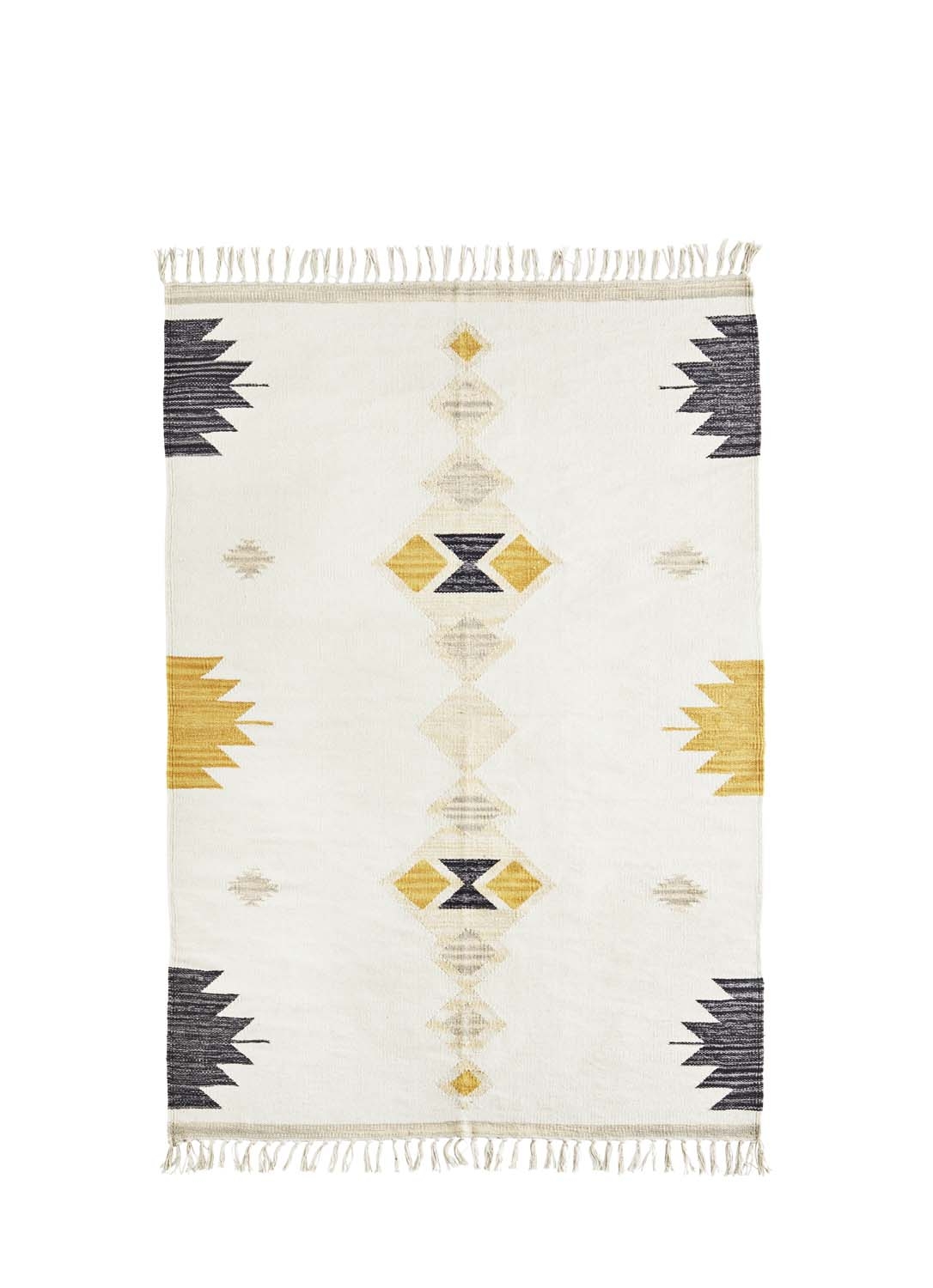 Dywan bawełniany off white / black / yellow Madam Stoltz, 180 cm