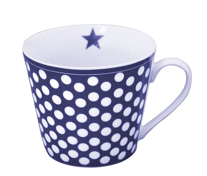 Kubek Dark Blue Big Dots Krasilnikoff, 350 ml