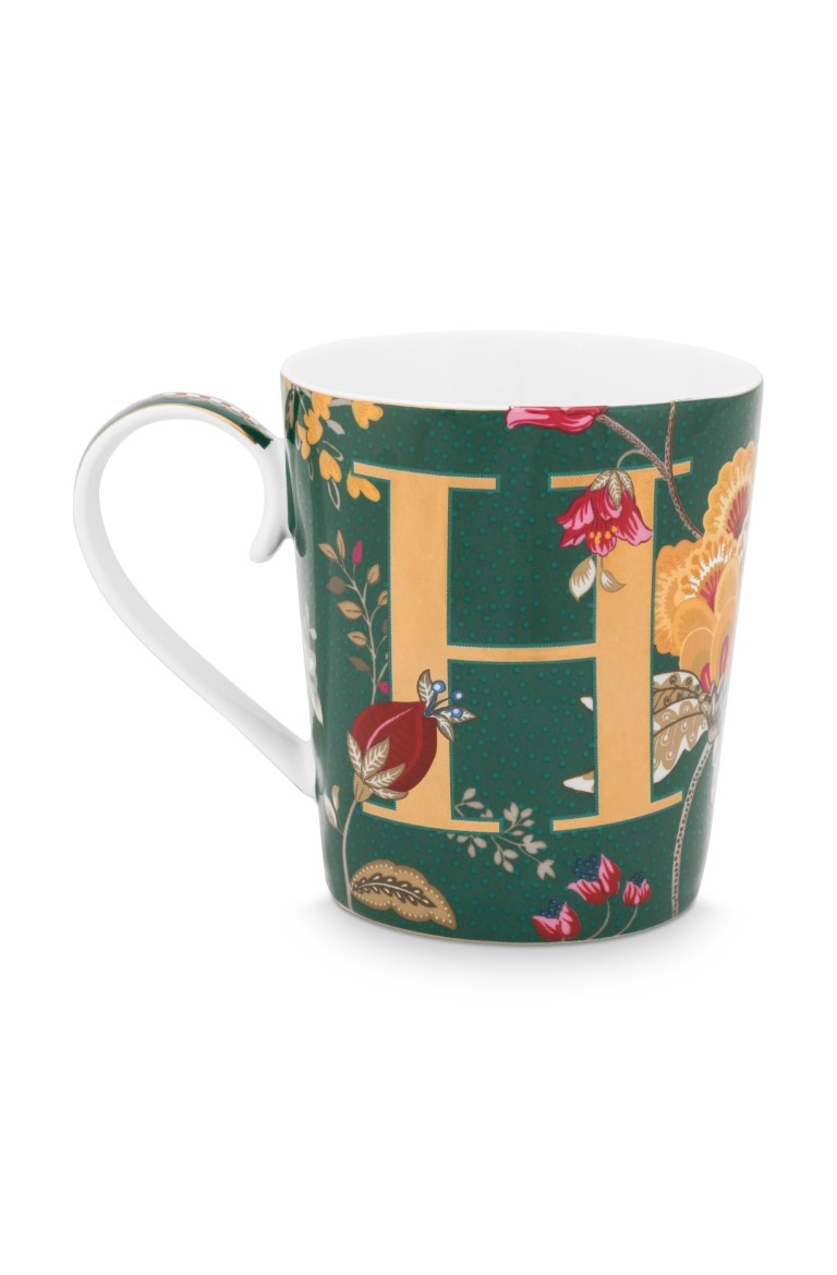Kubek Floral Fantasy Green "H" PiP Studio, 350 ml