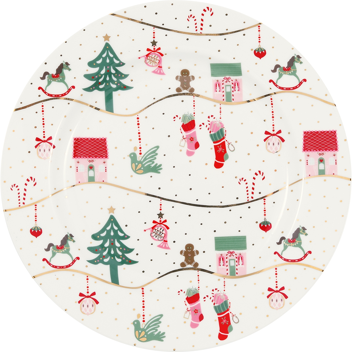 Talerz śniadaniowy i deserowy Laura Christmas Gold Green Gate, 20,5 cm