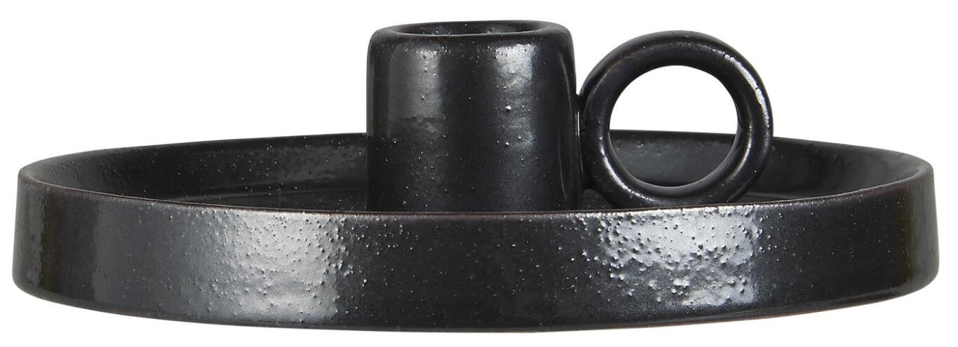 Świecznik ceramiczny czarny z uchwytem Ib Laursen