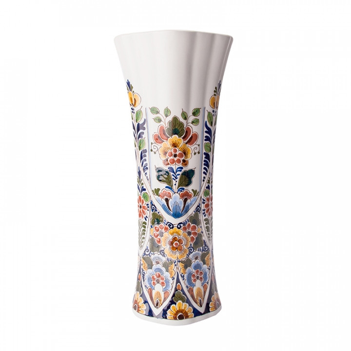 Wazon Floral motif coloured Heinen Delfts Blauw, 32 cm