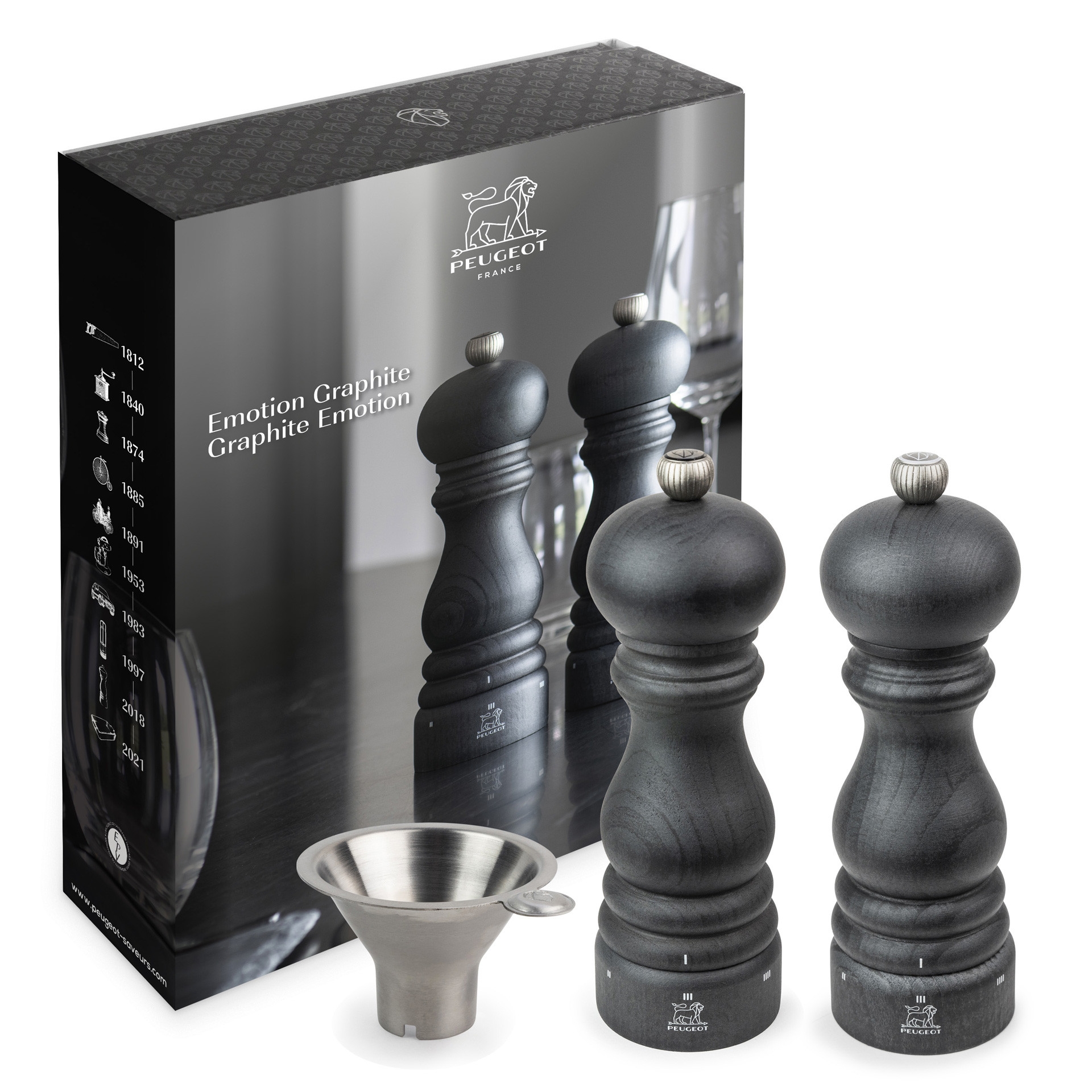 PARIS GRAPHITE Zestaw młynków do soli i pieprzu 18cm / PEUGEOT