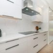 white and black wooden kitchen cabinet